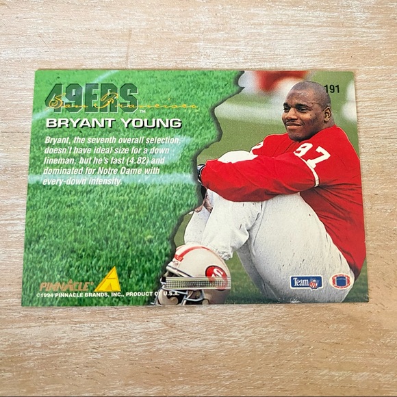 Bryant Young 94 Rookie 49ERS Pinnacle 1994 - Picture 8 of 9
